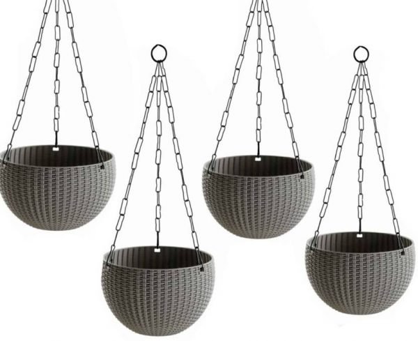 Big Hanging Baskets Woven Plastic Pot (Set of 4) 8.6 " Inch - Image 7