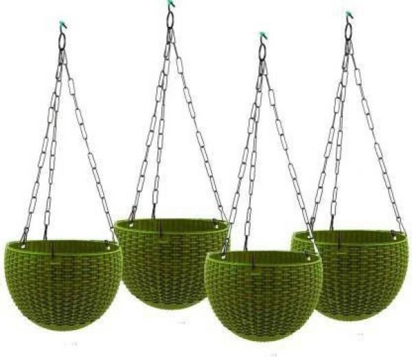 Big Hanging Baskets Woven Plastic Pot (Set of 4) 8.6 " Inch - Image 11